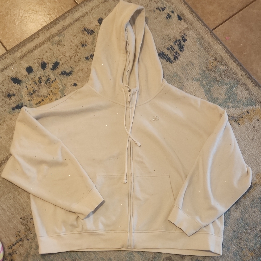 PINK Victoria's Secret Off-White Zip-Up Hoodie